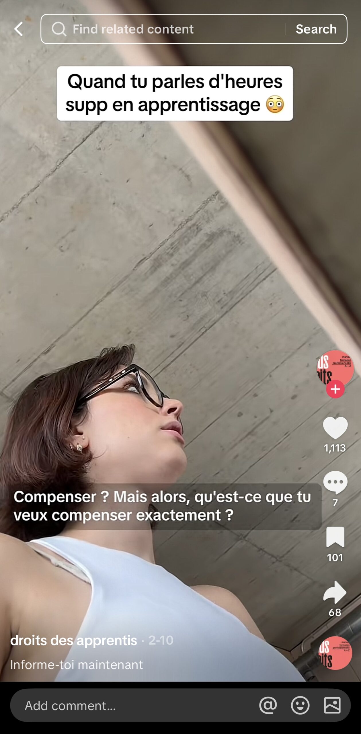 Screenshot d'un vidéo sur Tiktok